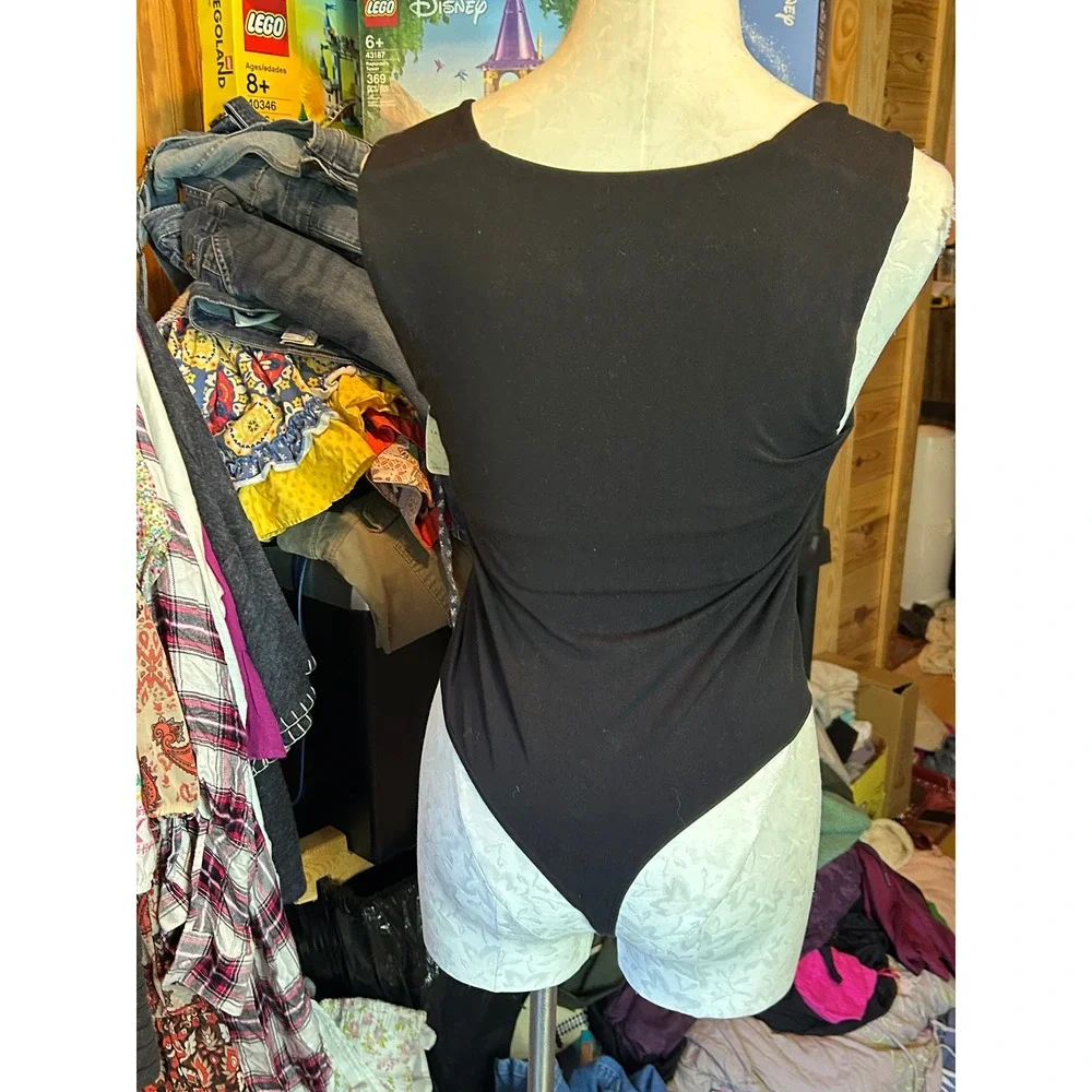 Intimately Free People Black Square Neck Bodysuit OB1958304 Size M/L NWT Stretch